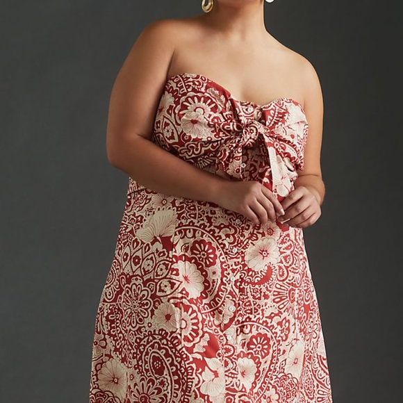 Anthropologie tie front strapless mini dress - Picture 7 of 8